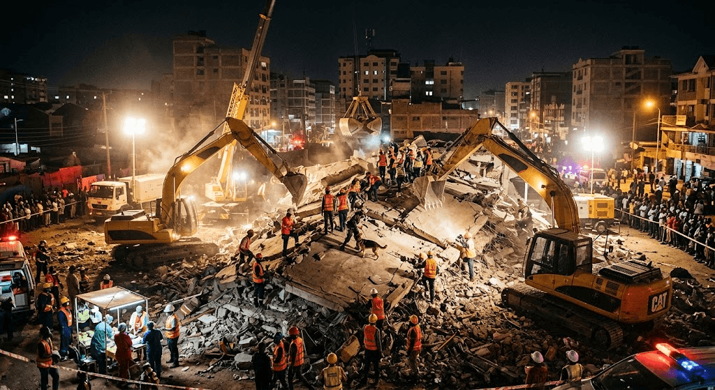 Disaster in Nairobi: Dozens Feared Trapped as High-Rise Building Collapses in Busy District