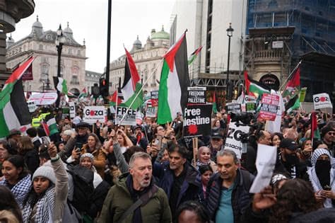 Thousands of Pro-Palestine Protesters March Through Central London