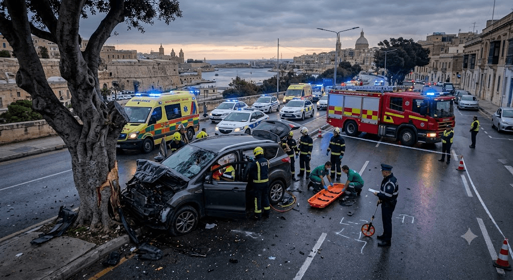 Early Morning Horror: 36-Year-Old Msida Man Fighting for His Life After Devastating Floriana Crash