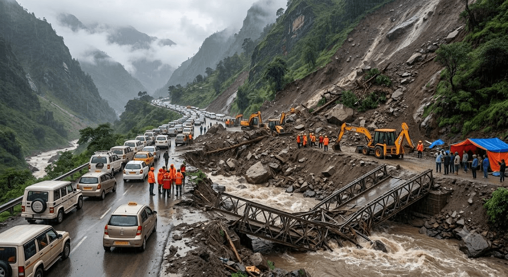Sikkim Stranded: Massive Landslide Blocks Vital Roads, Trapping Hundreds of Tourists