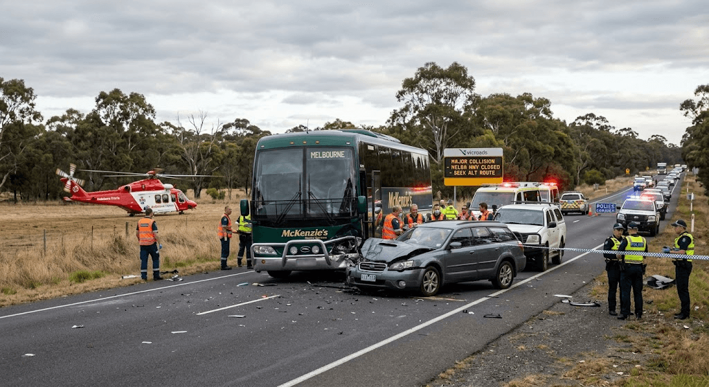 Tragedy on Melba Highway: At Least 1 Feared Dead After Violent Collision Between Bus and Car in Victoria