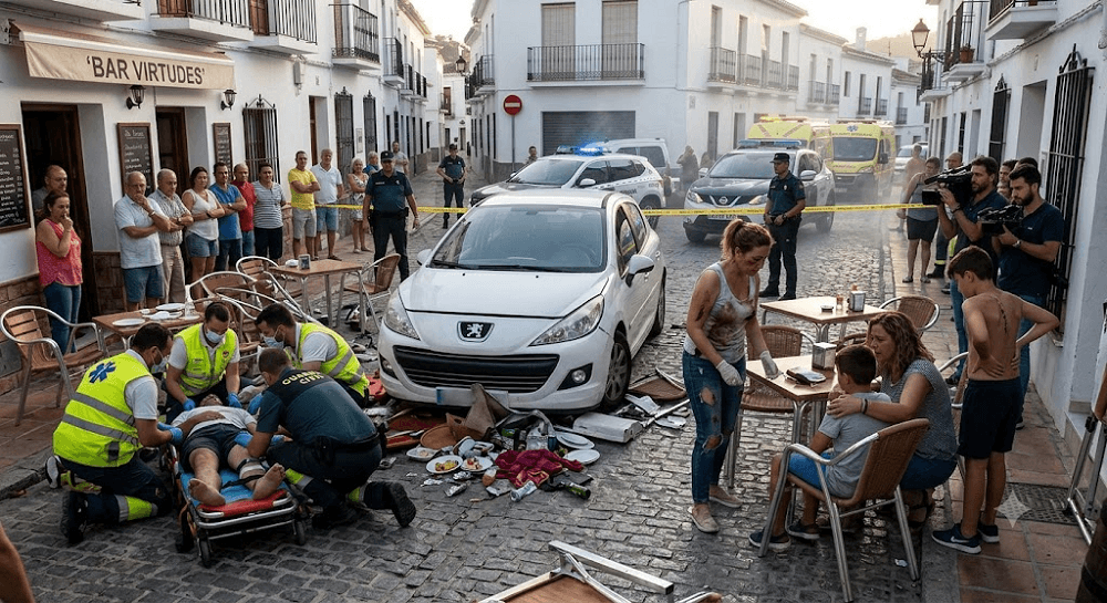Terror on the Terrace: Car Mounts Pavement and Slams into Málaga Tapas Bar, Injuring 7