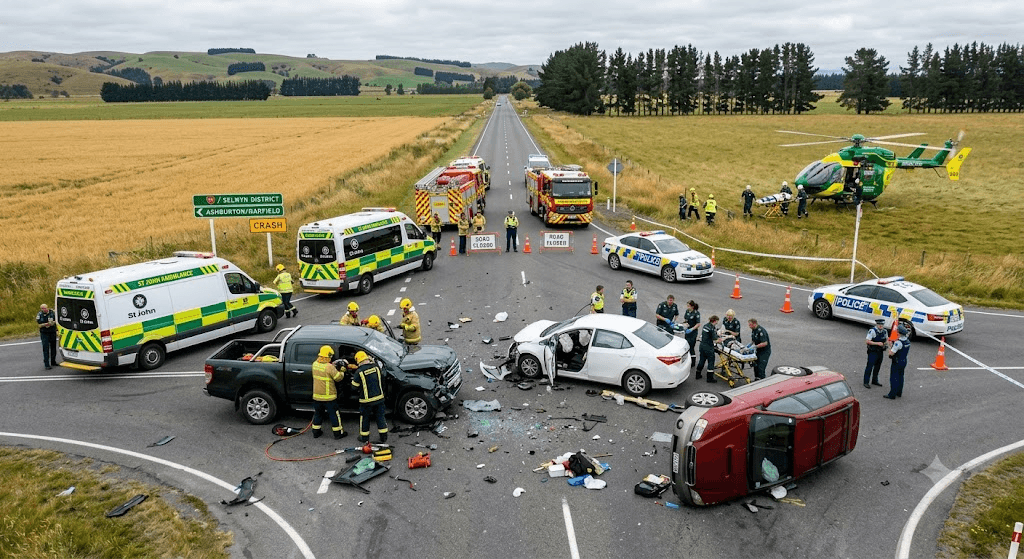 Two Fighting for Life, Over a Dozen Injured in Horrific Selwyn District Crash
