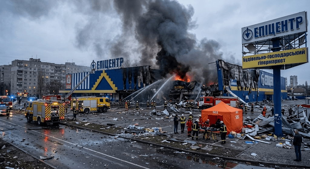 Russian Strike Hits Zaporizhzhia Shopping Center, Injuring at Least 4 Civilians