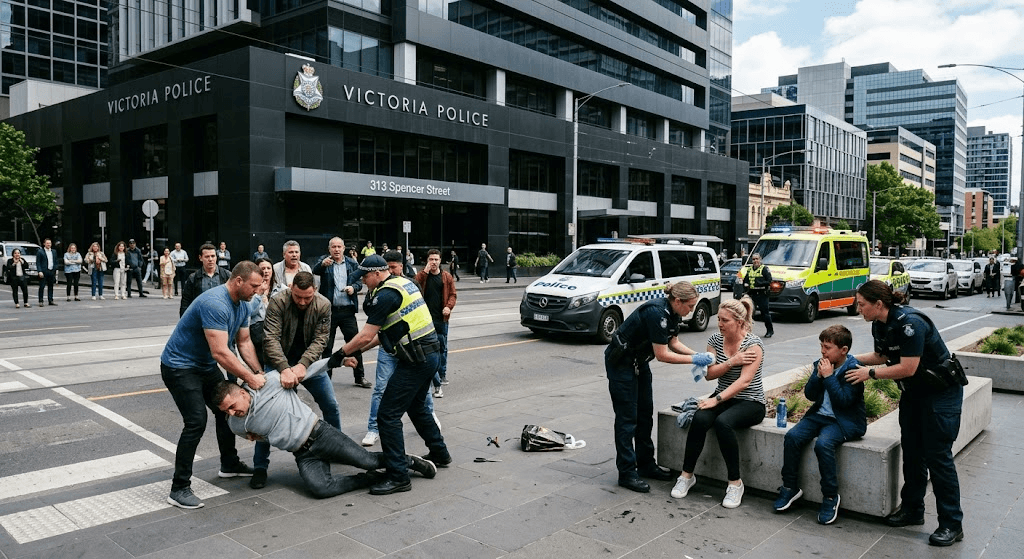 Horror Outside Melbourne CBD Police Headquarters: Boy Injured, Woman Stabbed in Violent Attack