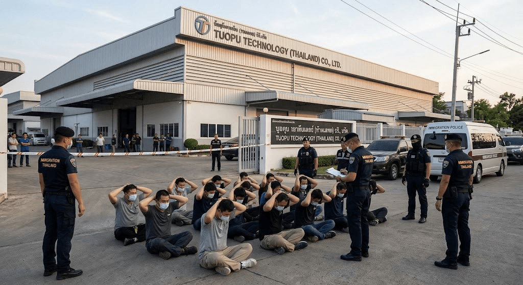 Factory Raid in Chachoengsao: 17 Chinese Nationals Arrested in Illegal Labor Sweep