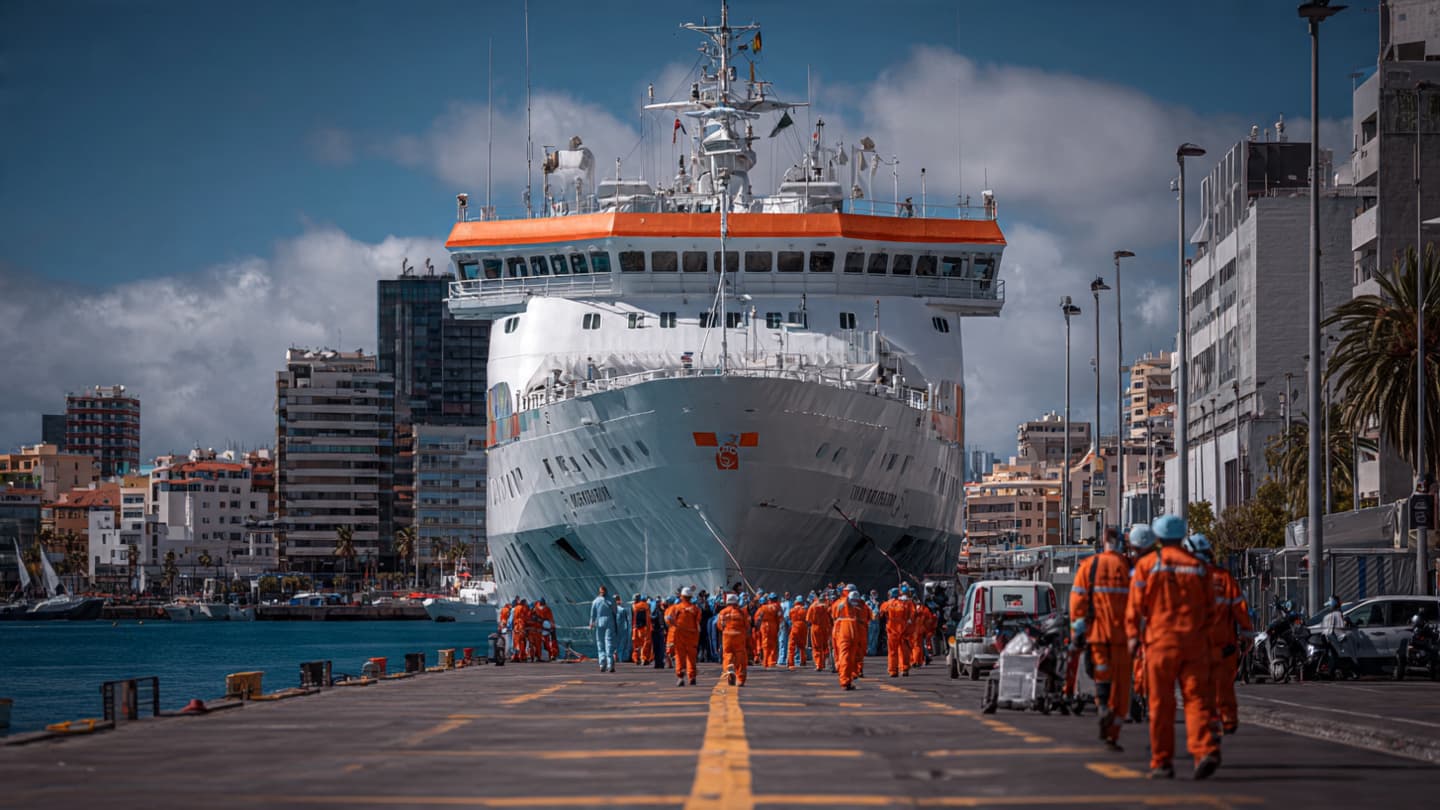A ship leaves Tenerife, carrying both relief and lingering questions of health