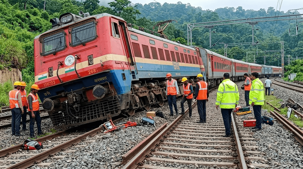: Train Derailment in Assam: Silchar-Guwahati Express Engine Off the Tracks in Dima Hasao