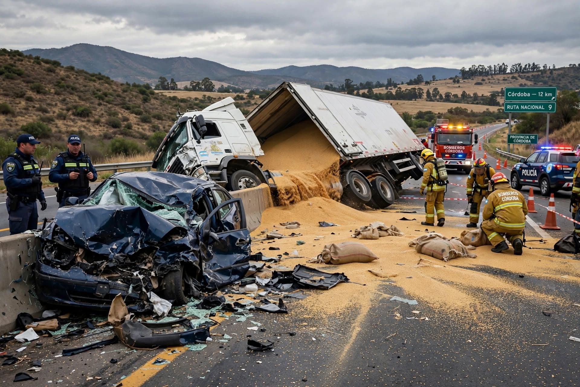 Fatal Highway Collision in Cordoba Province: Commercial Truck Crash Kills Three, Blocks National Route