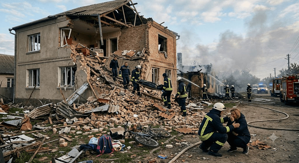 Deadly Escalation: Russian Strikes Near Ukrainian Capital Claim Three Lives, Including a Child