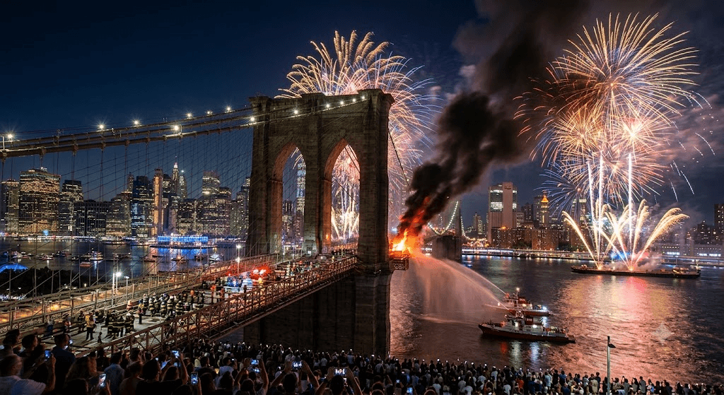 Sparks Fly Too High: Brooklyn Bridge Catches Fire During 4th of July Fireworks Display