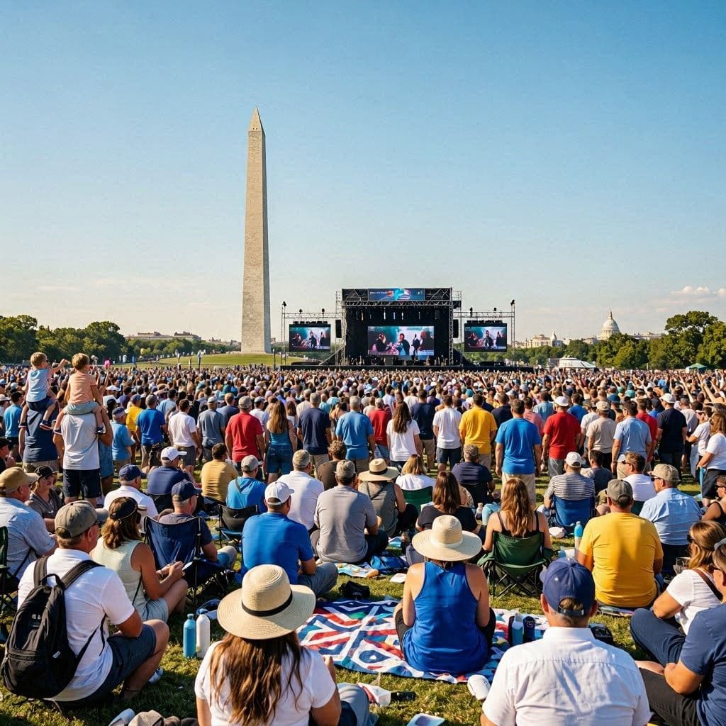 Political celebration: Trump rallies supporters on Independence Day.