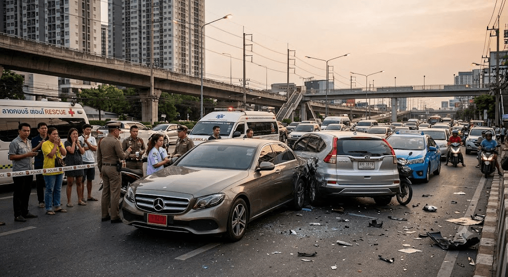 Chaos in Bangkok: Jealous Driver Rams Eight Vehicles After Relationship Dispute, Leaving Two Injured