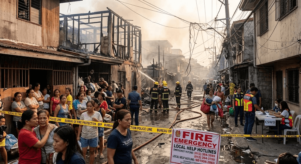 Massive Fire Rages Through Residential Neighborhood in Pasay City