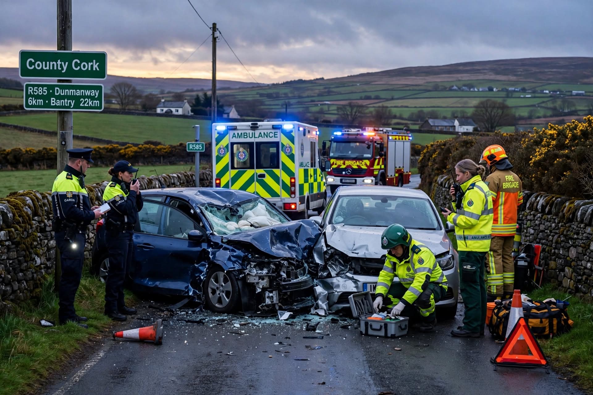 Two People Killed And Three Hospitalized After Head-On Collision Rocks County Cork, Emergency Services Rush In
