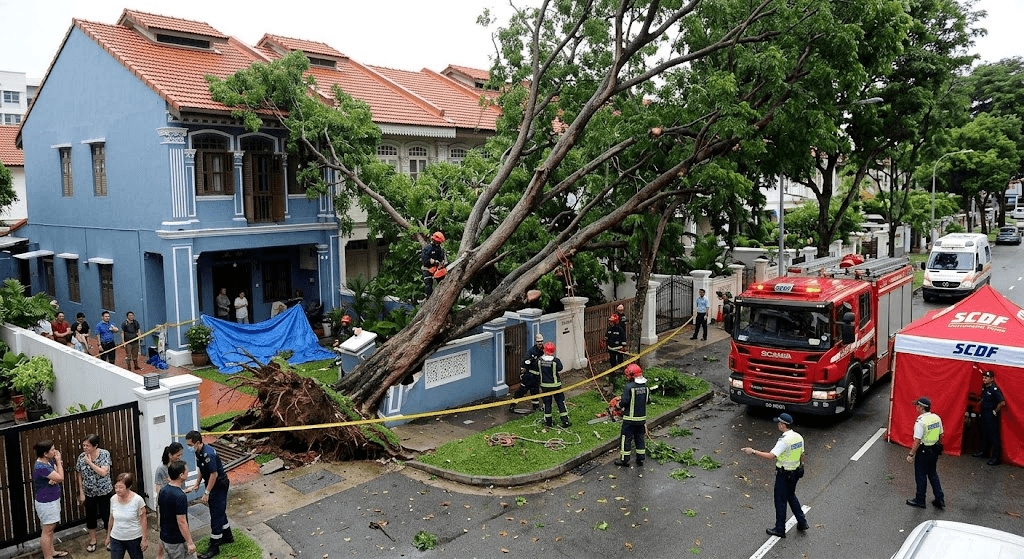 Tragedy in Katong: Worker Fatally Crushed as Tree Topples at Private Residence