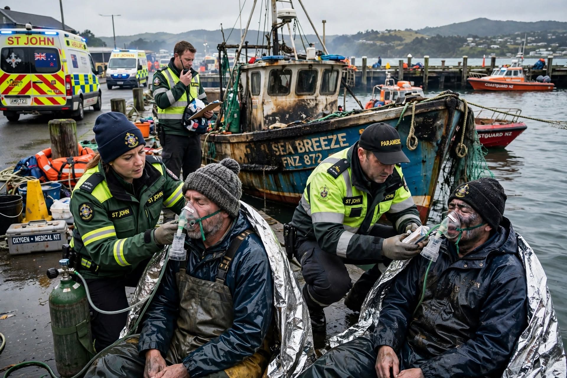 Fishing Vessel Catches Fire Off Christchurch Coast, Crew Rescued After Mayday Call, Two Treated For Smoke Inhalation