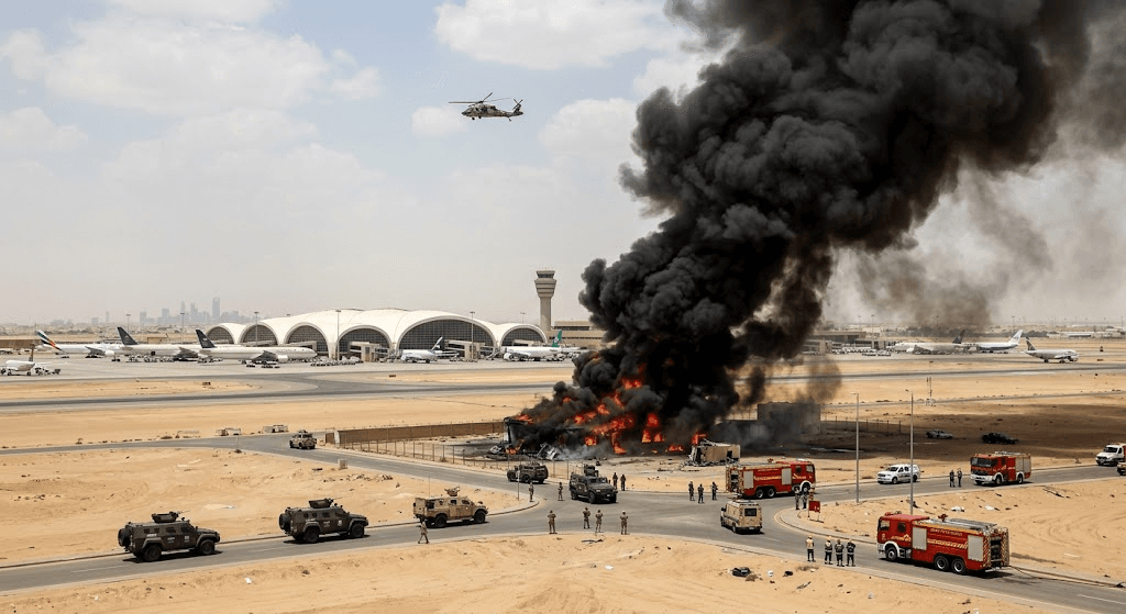 Smoke Rises Near Riyadh Airport Following Large-Scale Houthi Attack