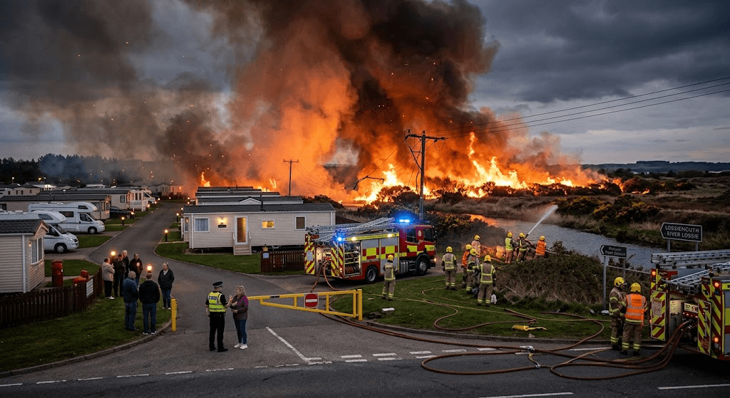 Inferno Near Scottish Caravan Park Cuts Power to 600 Homes as Residents Urged to Evacuate and Avoid Area