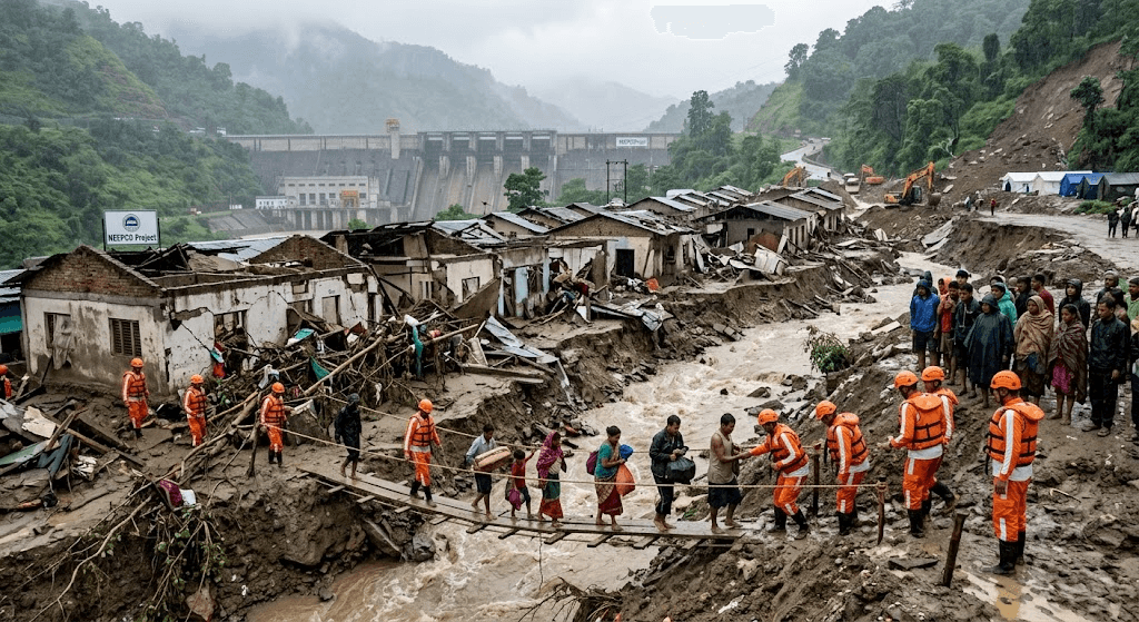 Flash Flood Havoc: Over 15 Residential Quarters Wrecked Near NEEPCO Project in Arunachal