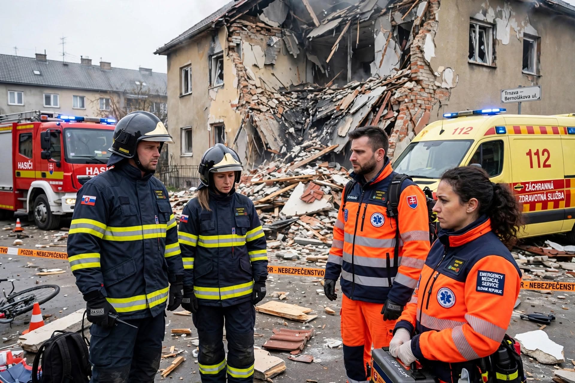 Gas Leak Triggers Residential Building Explosion Severely Injuring Two People, Emergency Crews Respond In Trnava