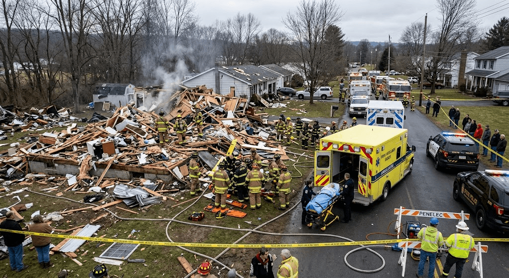 Tragedy in Pennsylvania: House Completely Destroyed, Two Hospitalized After Massive Explosion