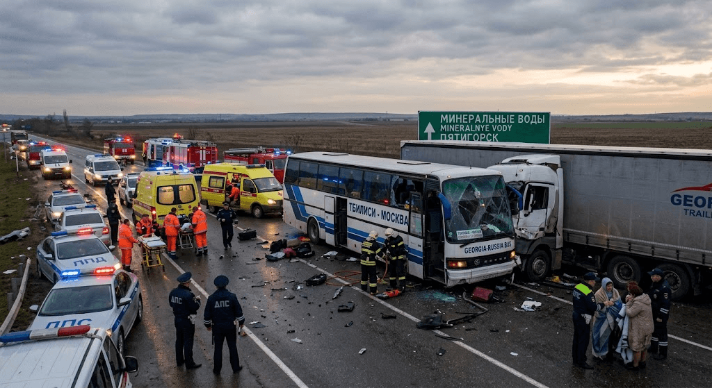 Tragedy on Russian Highway: 6 Dead, Multiple Injured in Fatal Georgia-to-Moscow Bus Crash