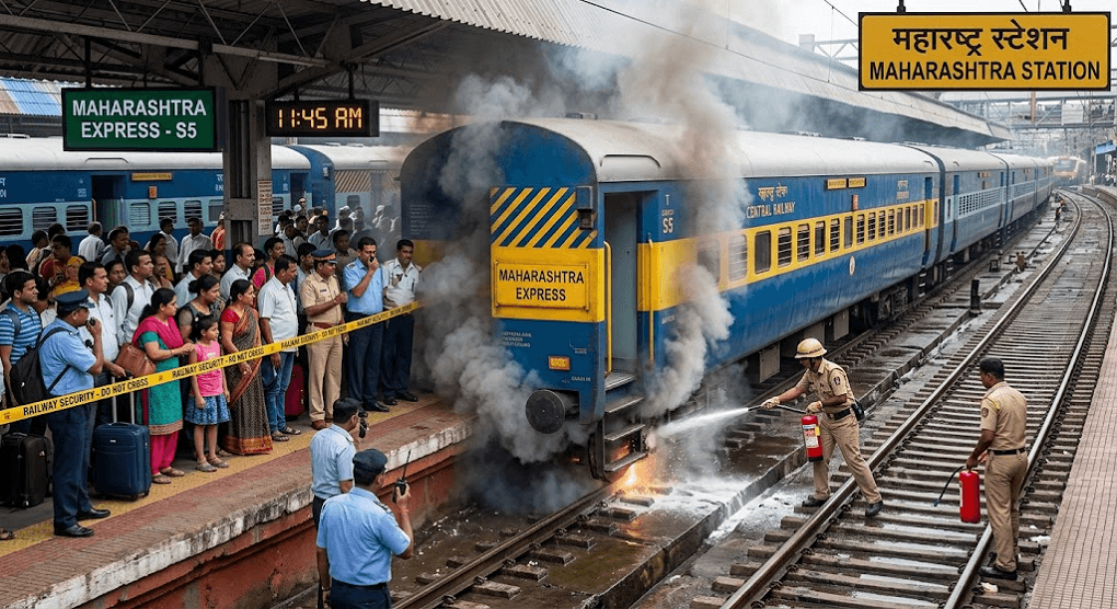 Panic at Maharashtra Station: Passenger Train Halted After Brake Pad Catches Fire
