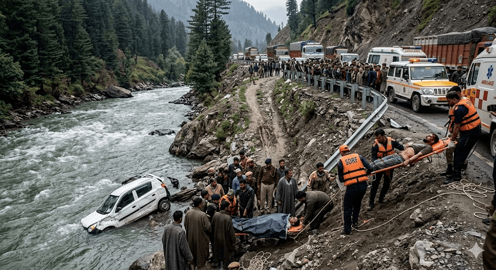 Tragedy in Baramulla: One Dead, Another Critical After Car Plunges into River Jhelum in Uri