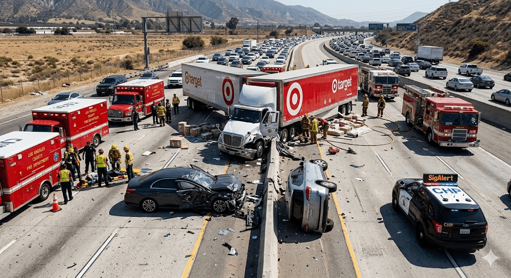 Massive 210 Freeway Crash: 1 Killed, 32 Injured After Big Rig Jackknifes