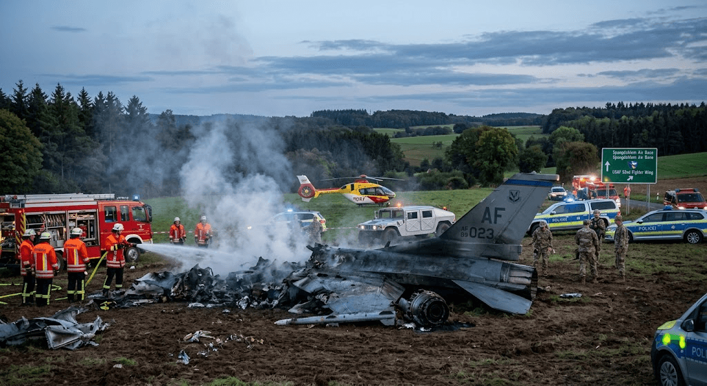 US F-16 Fighter Jet Crashes Near Spangdahlem Air Base in Germany