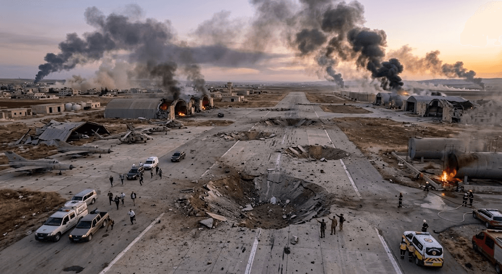 Airstrikes Rain Down on Idlib: Strategic Airbase Hammered by 8 Bombing Runs in Syria