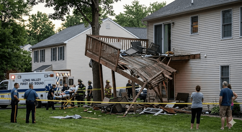 Tragedy at Long Valley Gather: 7 Injured After Second-Story Deck Suddenly Collapses
