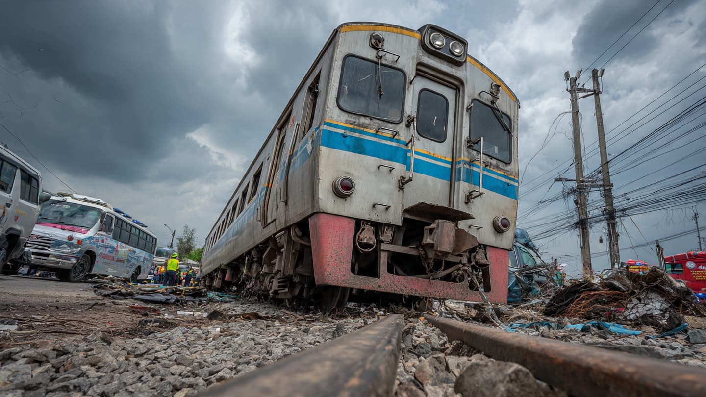 Between Passing Freight Cars and City Traffic, A Sudden Collision Shattered Bangkok’s Outer District Quietly