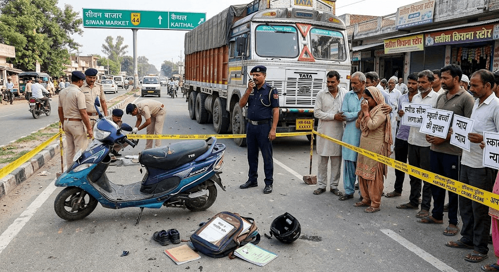 Tragedy in Haryana: Two Schoolgirls Killed After Speeding Truck Collides with Two-Wheeler in Kaithal