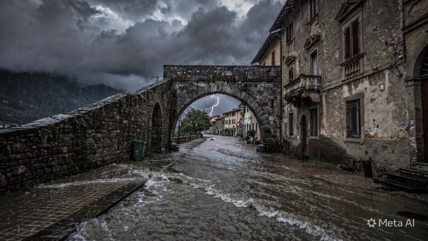 When Stone and Storm Converge, Reflections on the Flooded Lanes of Borgo Maggiore*
