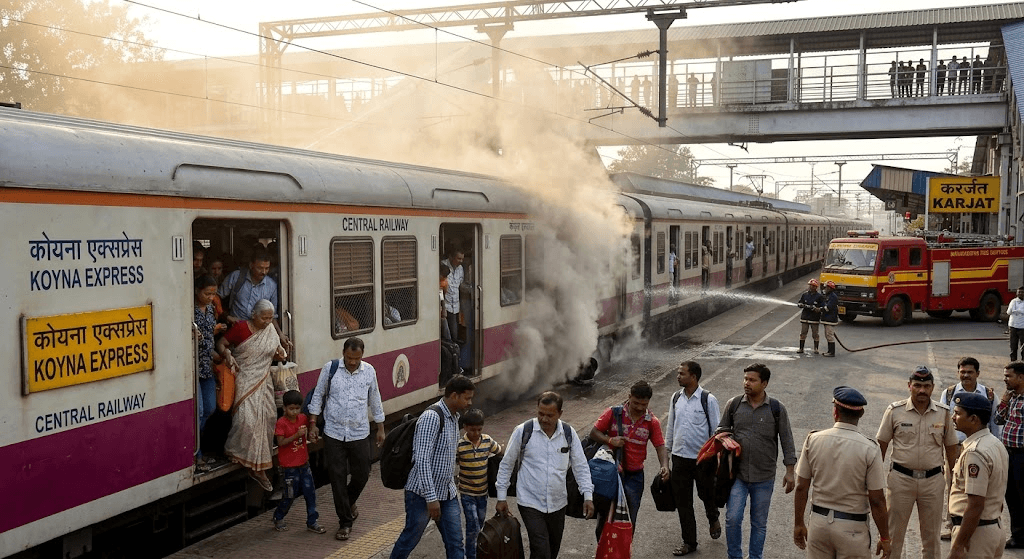 Panic at Karjat: Konya Express Catches Fire in Maharashtra, Triggers Emergency Evacuation