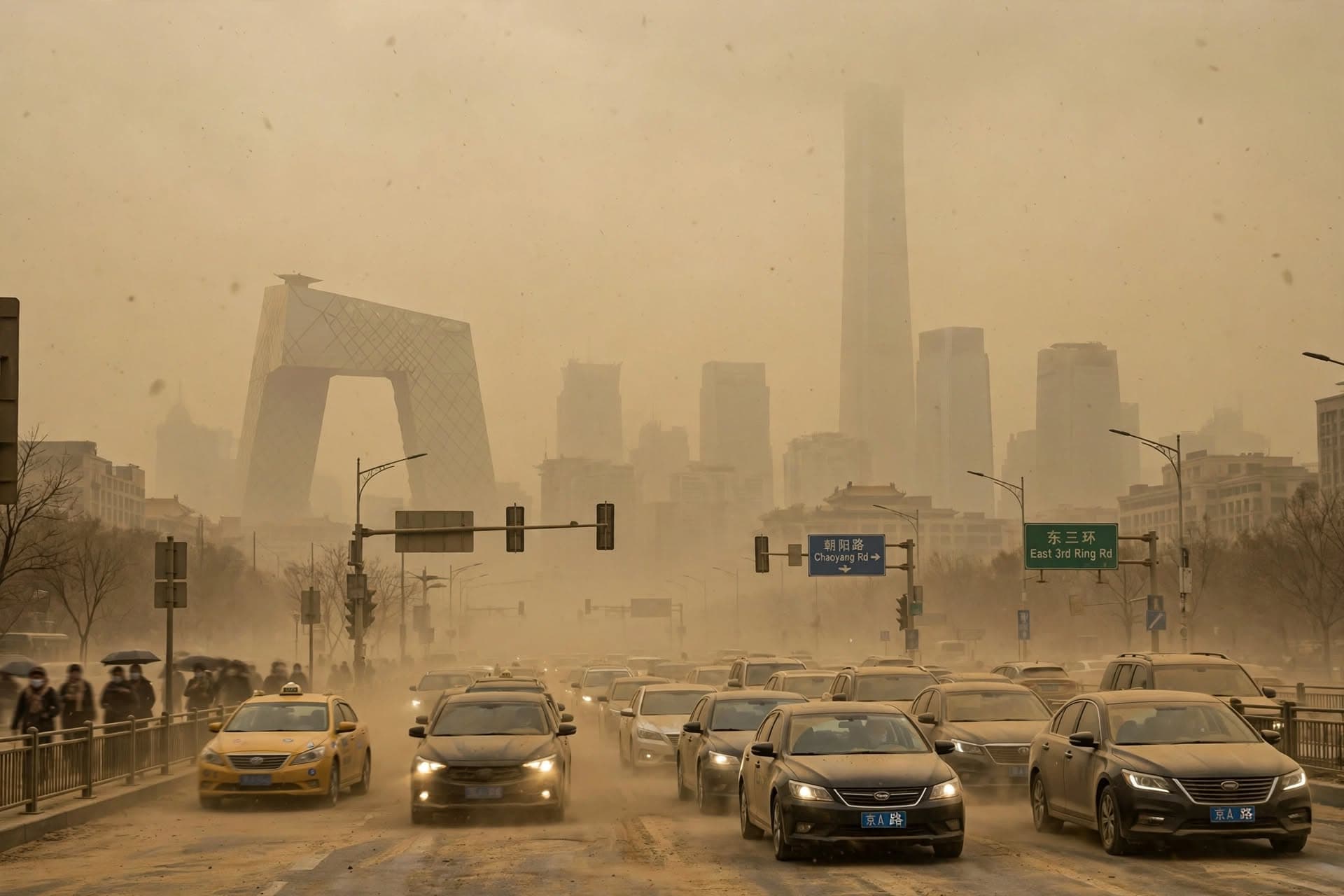 Gobi Dust Storm Hits China, Triggering Highway Crash, Spiking Pollution, Closing Airports Across Northern Region