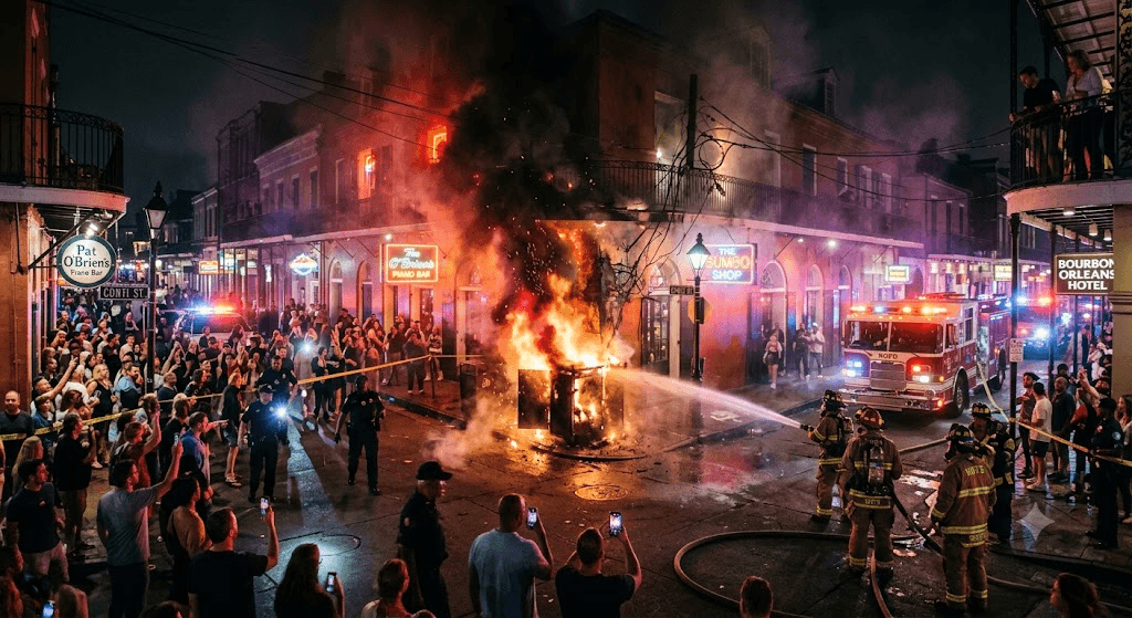 Chaos in the French Quarter: Transformer Explosion Sparks Fire Near Bourbon Street