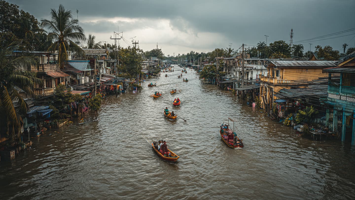 Between Drowned Fields and Dark Rivers, Thousands Leave Homes Across Central Thailand During Monsoon Season