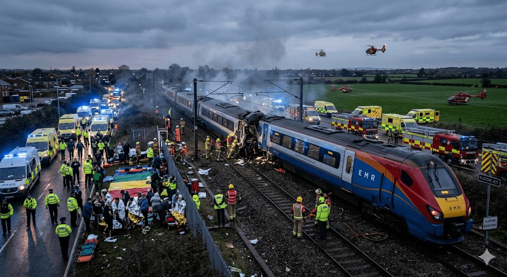 Major Incident Declared: 1 Dead, Over 80 Injured in Horrific Train Collision North of London