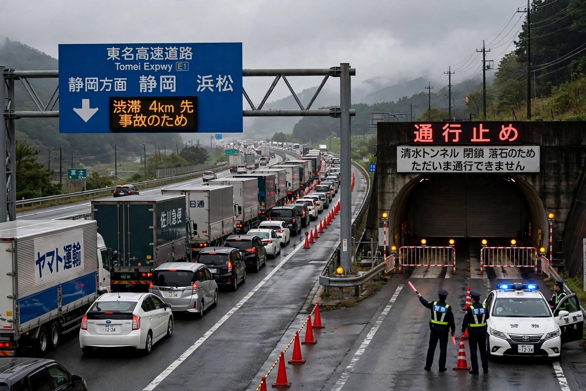 Highway Tunnel Partial Collapse In Central Japan Leaves Three Injured, Two Cars Trapped, Lanes Closed Indefinitely