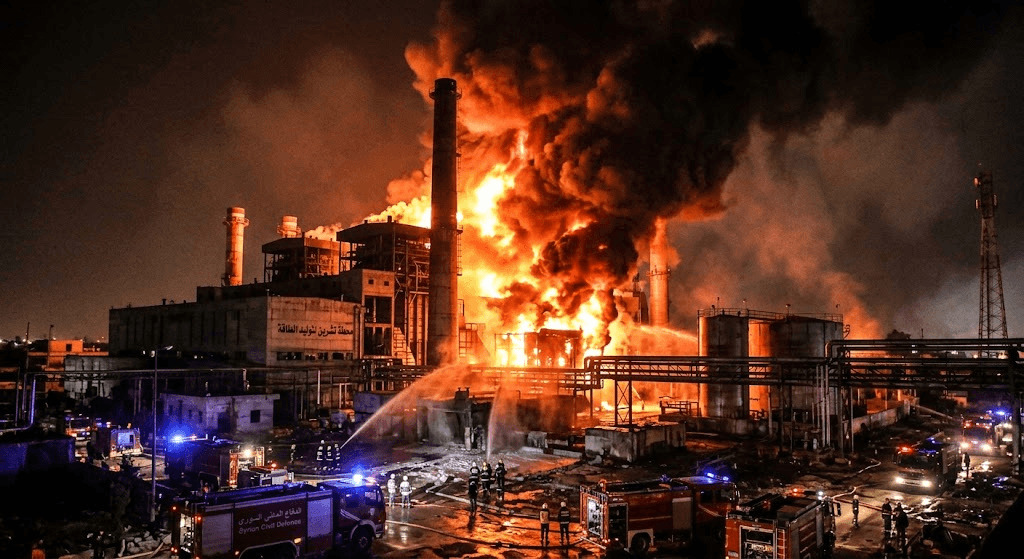 Gas Pipeline Explosion Triggers Fire at Tishreen Power Plant, Disrupting Syria's Energy Grid