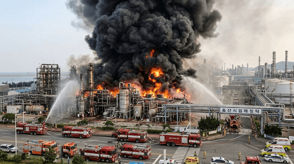 Mass Evacuation in Ulsan: Chemical Plant Fire Forces 7,000 Workers to Flee