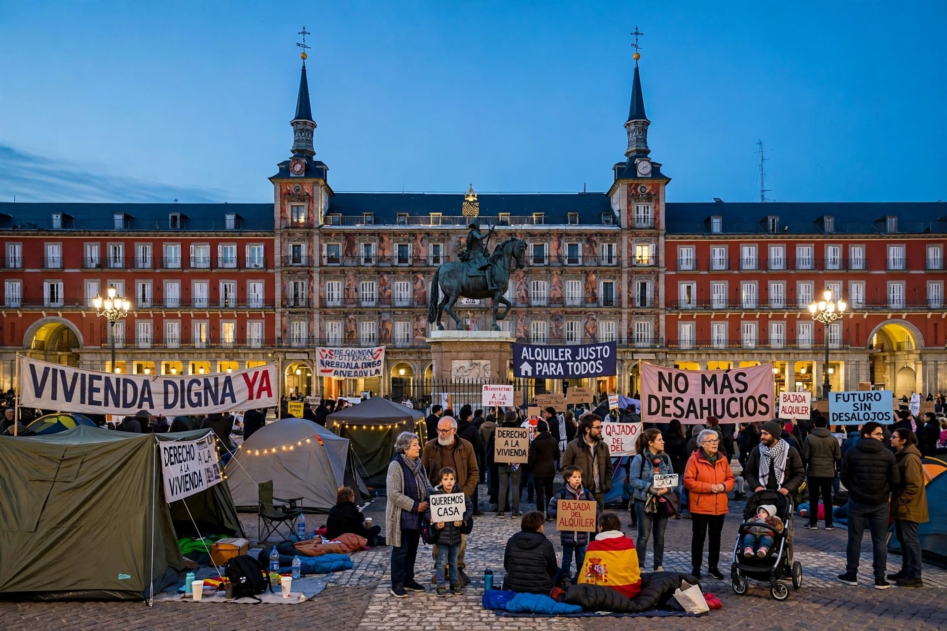 87-year-old’s eviction sparks encampment in Madrid plaza to protest housing crisis