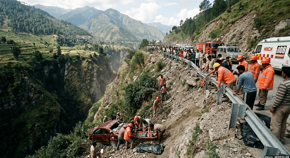 Tragedy in Himachal: 4 Killed, 1 Injured as Car Plunges into Deep Gorge in Kullu
