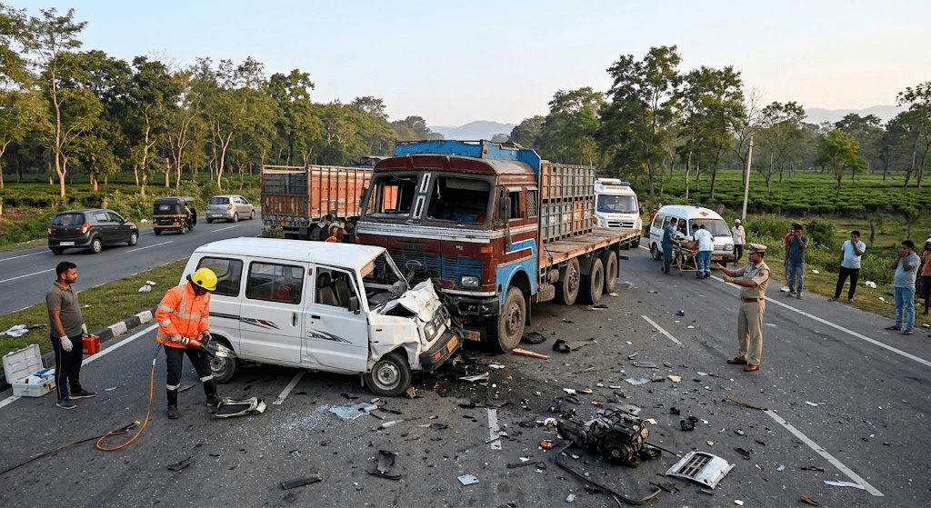 Five Youth Killed in Tragic Head-On Collision Between Car and Truck in Assam's Sonitpur