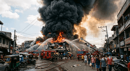 Massive Fire Breaks Out in Mandaue City, Sending Plumes of Black Smoke Into Sky