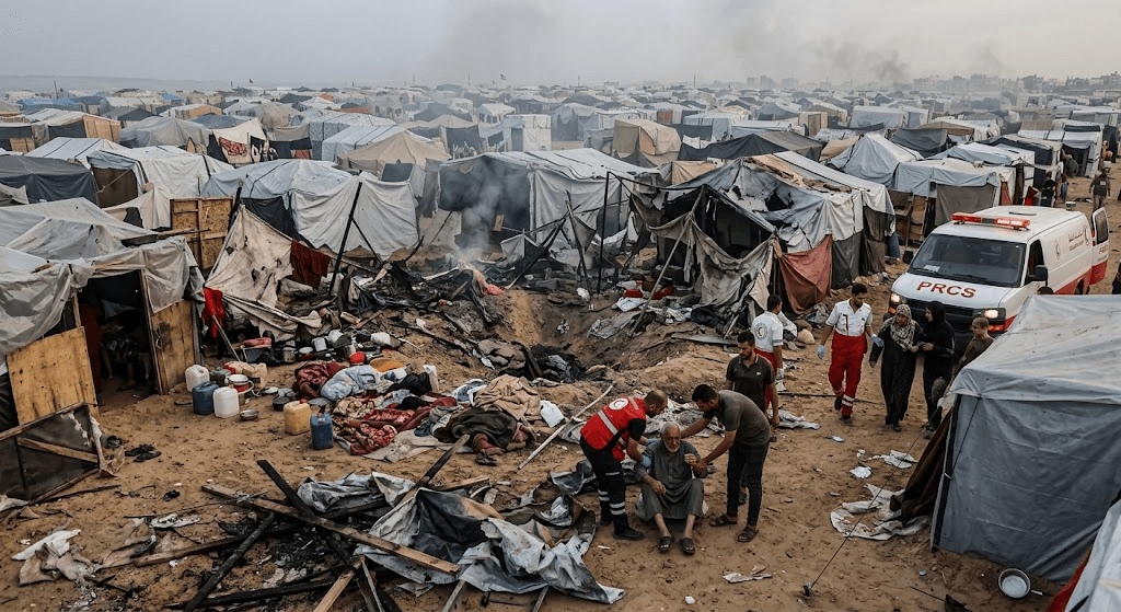 Tragedy in Gaza: 1 Killed, 9 Injured in Strike on Southern Displacement Camp