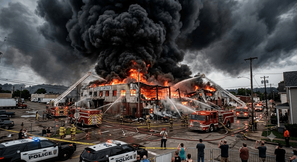 Black Sky Over Parkersburg: Massive Warehouse Fire Unleashes Toxic Smoke Plumes